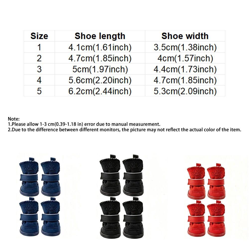 4PCS/SET Thickened Pet Snow Boots Warm Dog Cotton Shoes Dog Footwear Winter Dog Snow Boots Winter