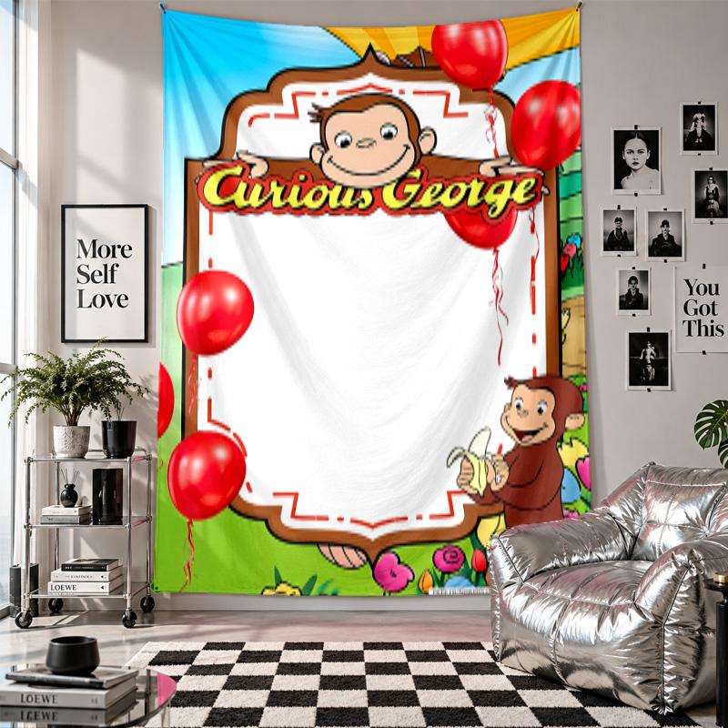 Wall TapestryCurious George Art Hanging Cloth Decorative Background Cover for Room Decoration