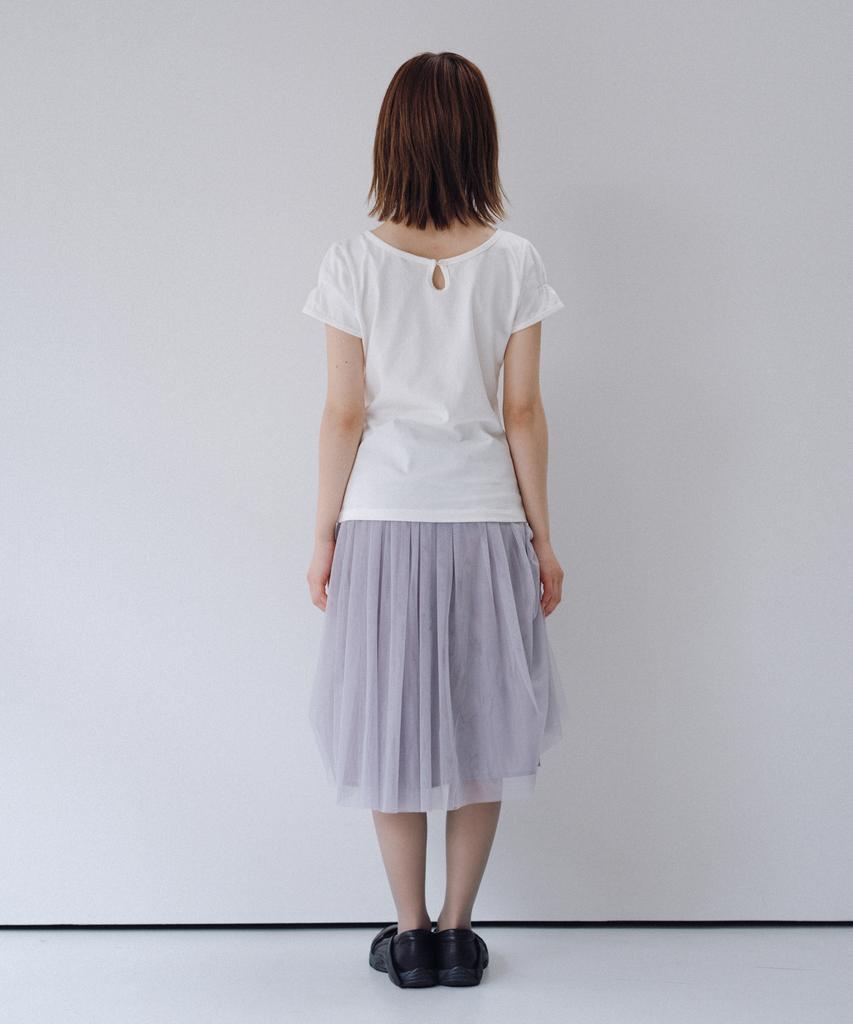 Ohesio Back Button Shirring T-Shirt, Ivory