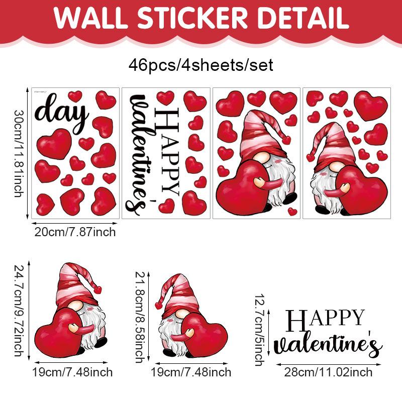 Valentine'S Day Love Window Sticker Cartoon Dwarf Pvc Self-Adhesive Marriage Wedding Wall Sticker Atmosphere Decoration Decals