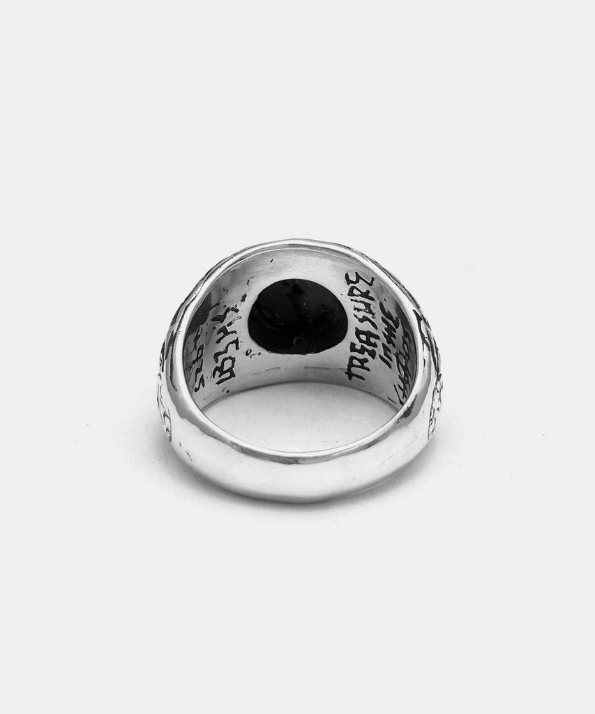 Sheen666 Onyx Eagle Crest Silver Ring (Type B)