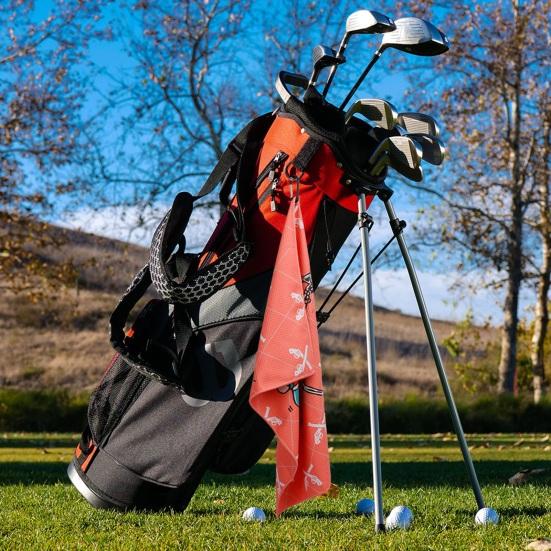 

Полотенце для гольфа с карабином, нейлоновое полотенце с большим рисунком, для сумок для гольфа, чистящее средство для мячей для гольфа, аксессуары для гольфа A