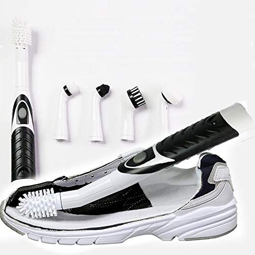 Electric Cleaning Brush with 5 Multi-Function Brushes, Easy Assembly, Battery-Operated, Shoe Brush, Ideal for Cleaning Bathtubs, Kitchens, Windows, an