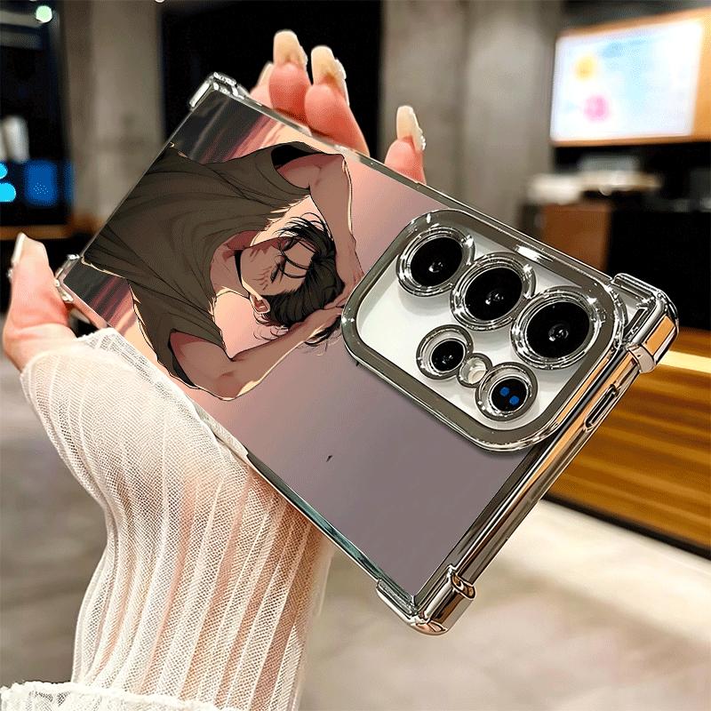 A-Attack On T-Titan Eren Yeager Plating Phone Case For Samsung Galaxy S24 S25 FE S26 Edge S23 Ultra S22 S21 Plus S20 Anti-Fall A