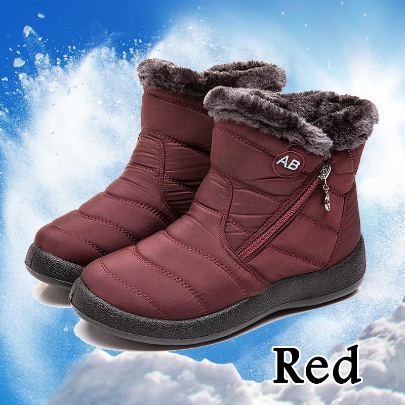 New Winter Warm Snow Boots Unisex Non-slip Waterproof Cotton Shoes Men Women Comfort Plush Fur Lazy Zipper Up Slip On Ankle Boots Casual Low