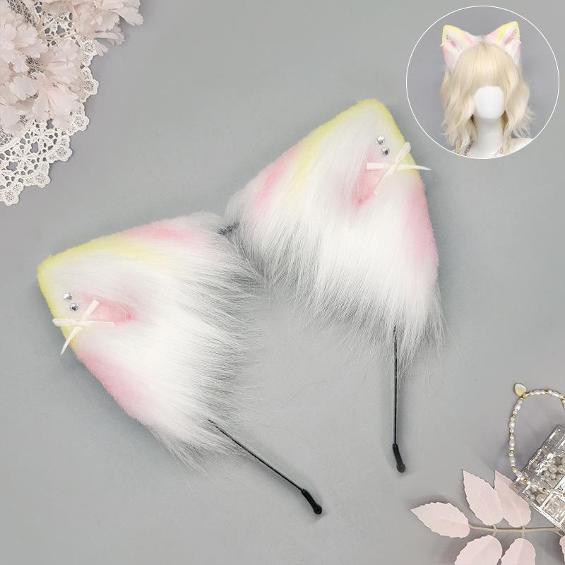 Hair accessories girls headbands Dopamine Colorful Gradient Cat Ears Halloween cosplay accessories lolita hand band girls item