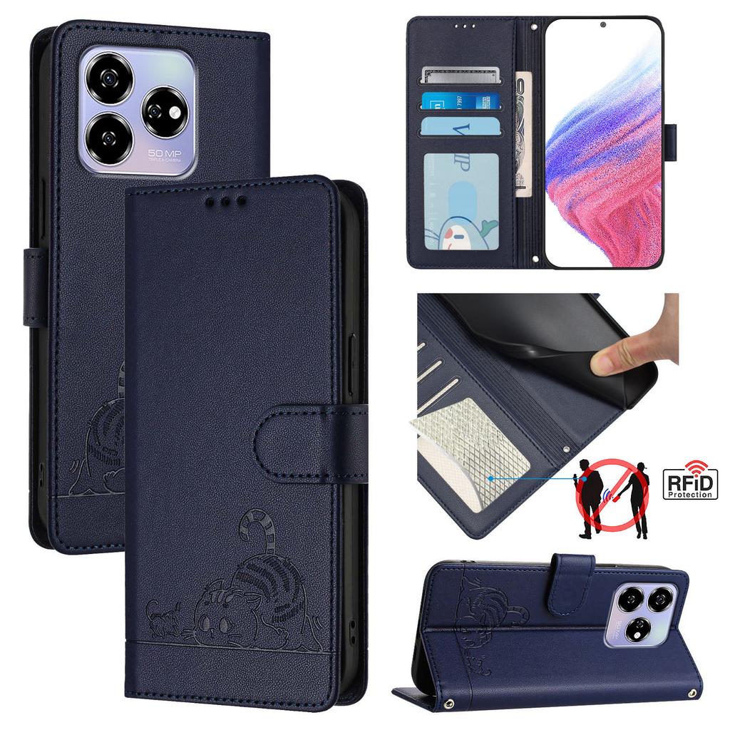 6-Color PU Leather Phone Wallet Case with Cat-and-Mouse Pattern Case for ZTE Axon 60,Blade A35,A55,nubia Focus Pro,Blade V70,V40s,A73,A52...