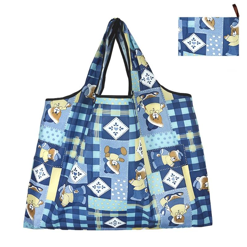 Reusable Foldable Waterproof Oxford Tote Bag Large Portable Grocery Shopping Storage Handbag