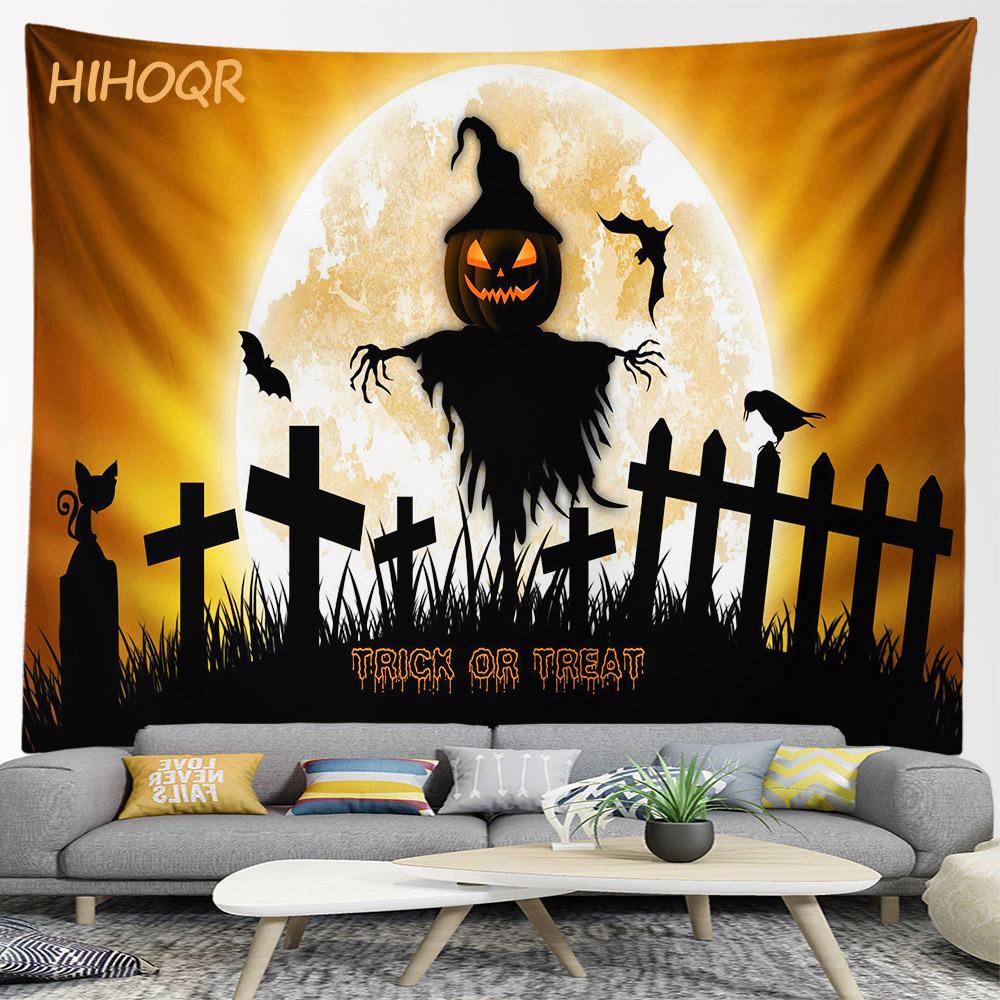 Happy Halloween Pumpkin Tapestry Wall Hanging Boho Room Decoration Large Cloth  Aesthetic Home Party Backdrop