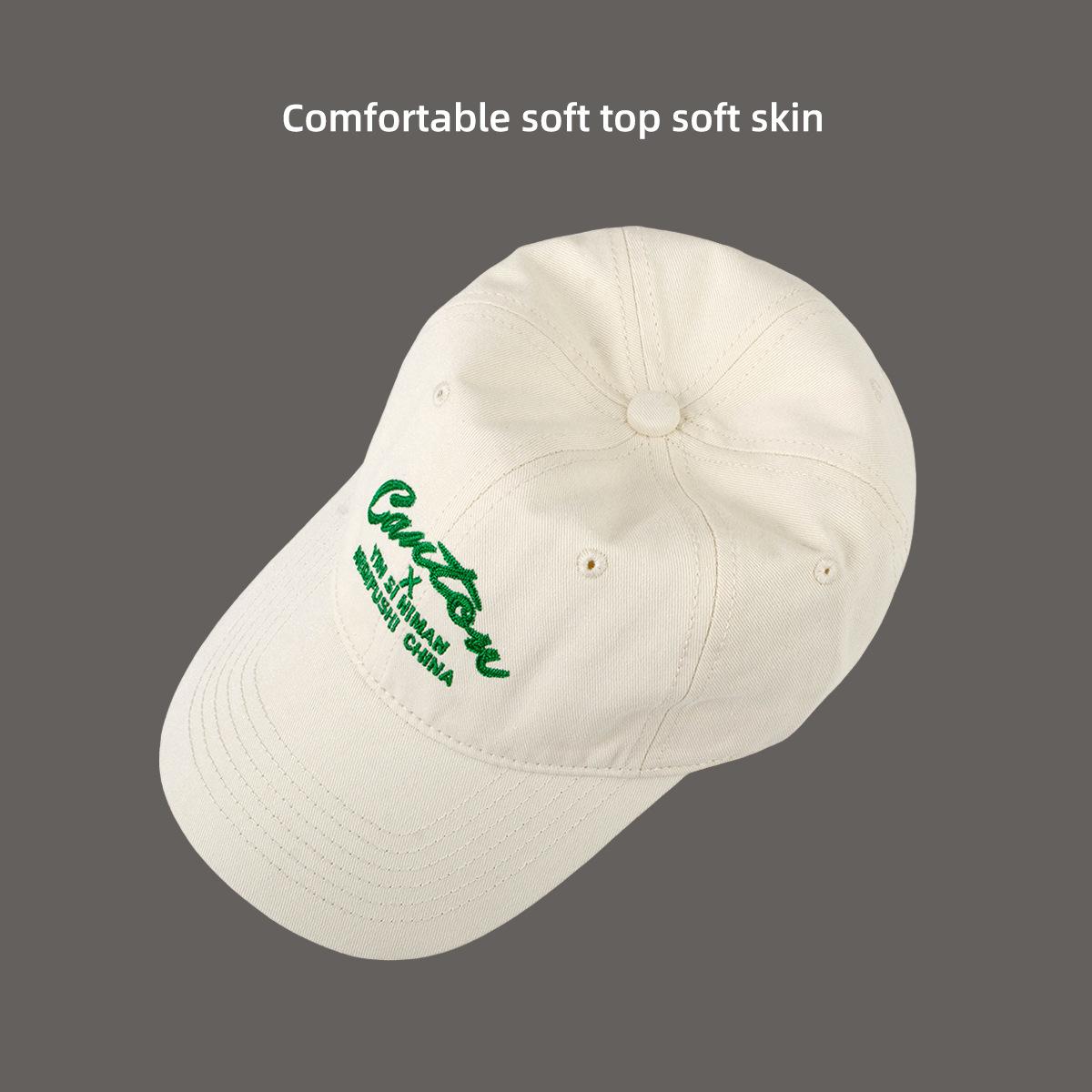 

New spring and summer soft top baseball cap, big head and big face can be worn, wide brim to show the face, small cap for boys and girls Adjustable Темно-синій