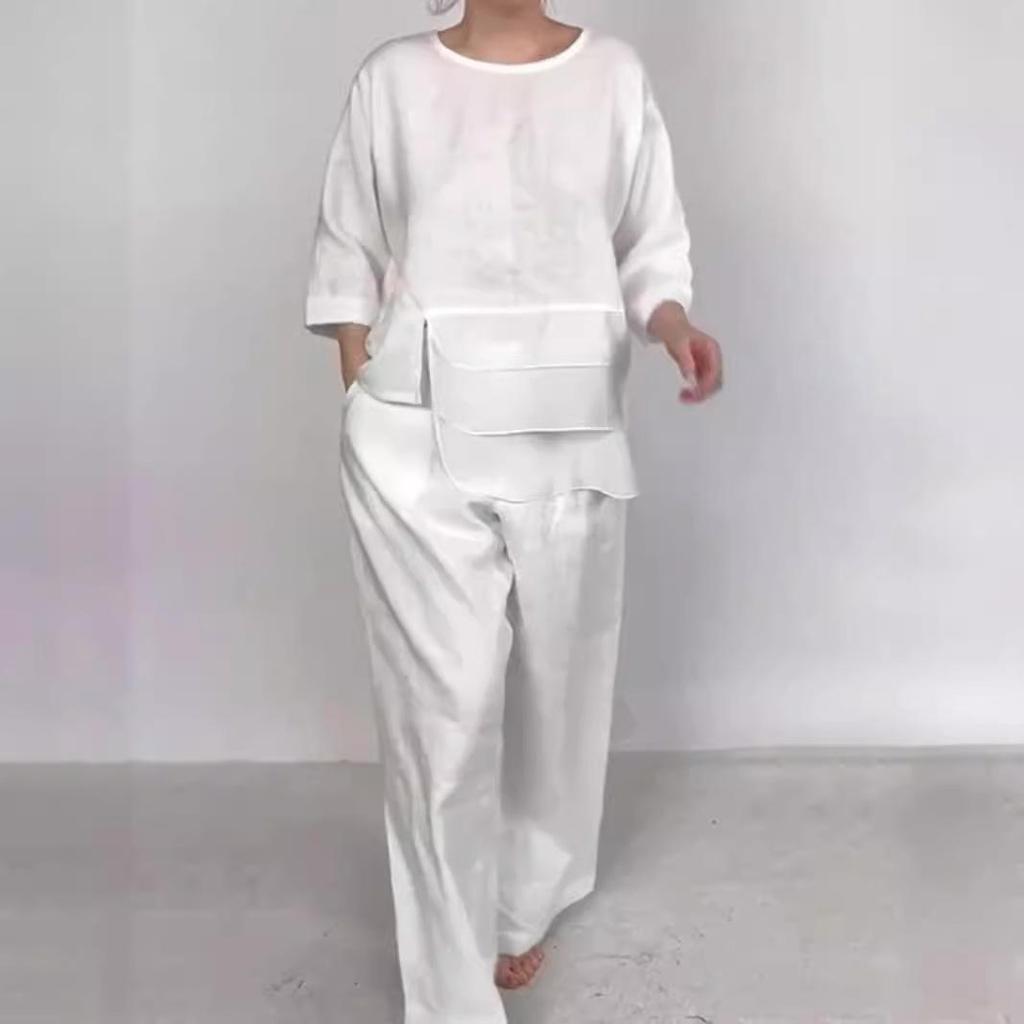 2024 Sommer Europäischer & Amerikanischer Einfarbiger Taschen Rundhals Vielseitiger Damenmode Set