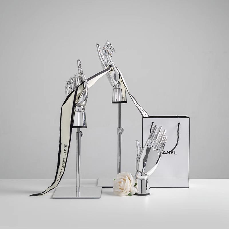 Electroplated Jewelry Display Stand: Mannequin Hand for Clothing Store Window, Glove Rack, and Ornament Display