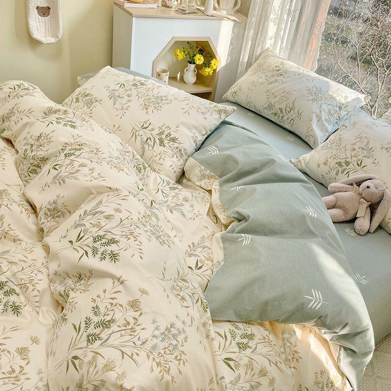 Pink Flowers Duvet Cover Set Ins Fashion Single Queen Size Girls Boys Flat Sheet Pillowcase No Filler Home Decor Bedding Set