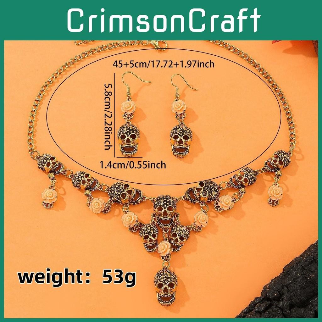 Skeleton Pendant Vintageinspired And Earrings Pack With Alloy Chain For Dressing Holiday