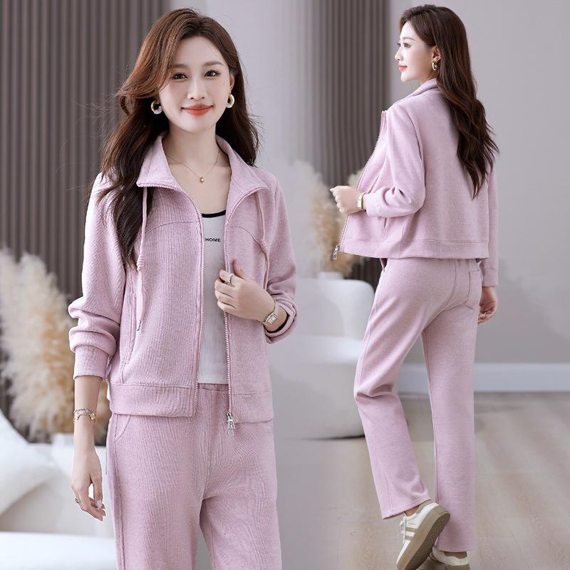Chic Cashmere Cardigan & Slimming Sportswear Set for Women - 2025 Spring/Autumn Running Suit, Two-Piece.