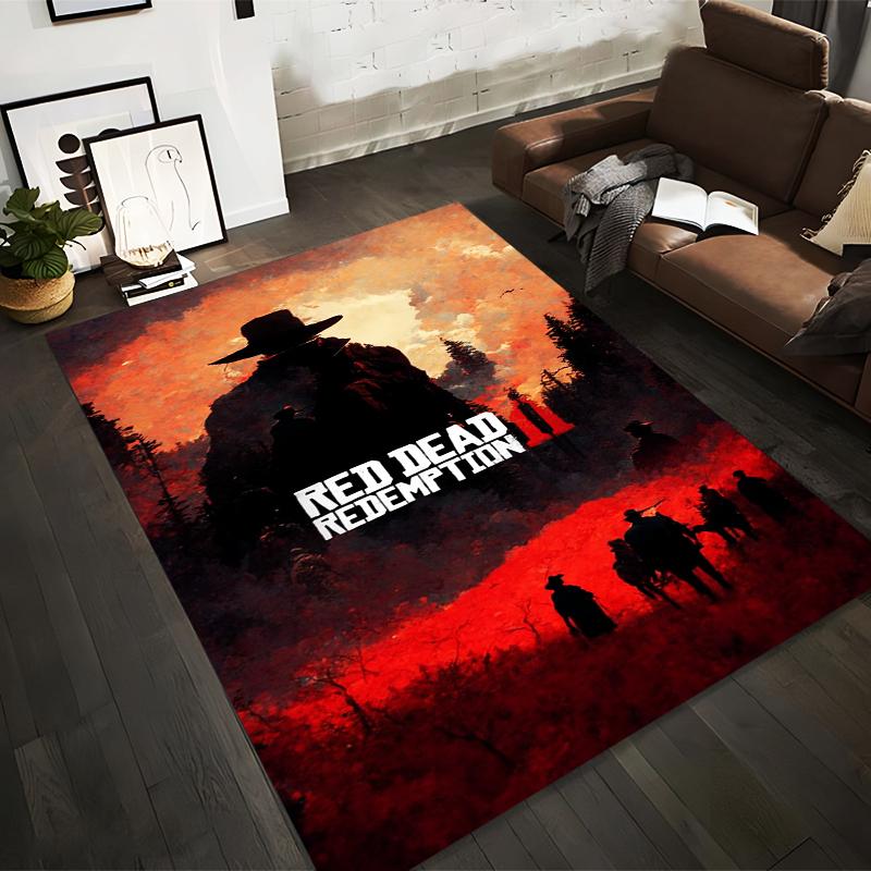 Red Dead Redemption 2 Western Cowboy Rug Non-slip rug suitable for living room and bedroom sofas.