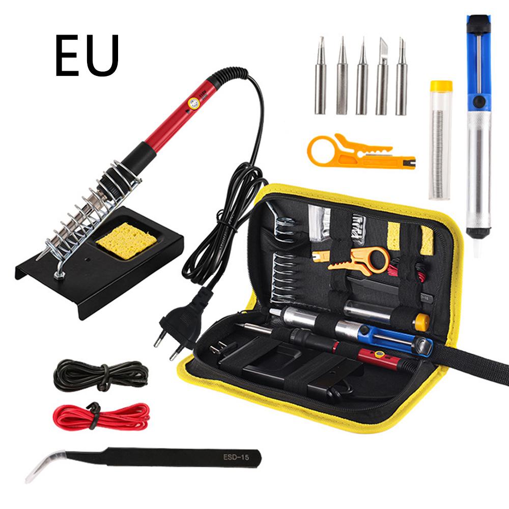 Soldering Iron Kit 60W Ceramic Heater 14 in1 Soldering Tool 200 to 450°C AdjustableTin Welding Machine with Tips Solder Wire