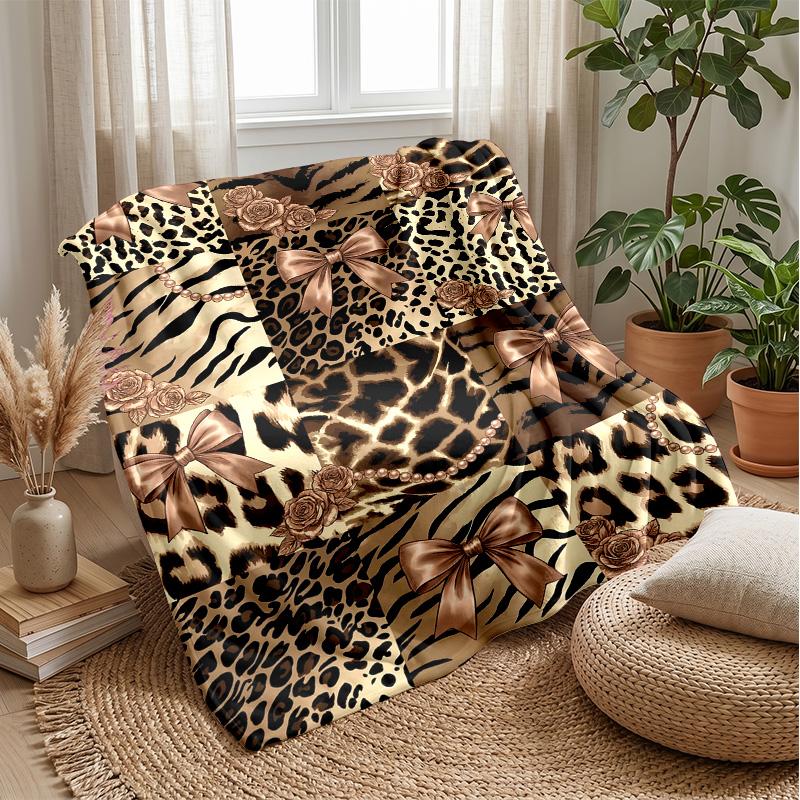 Leopard and Zebra Elegance 2 Theme Blanket Lightweight Warm Flannel Blanket Decorative Throw Blanket for Home Decoration