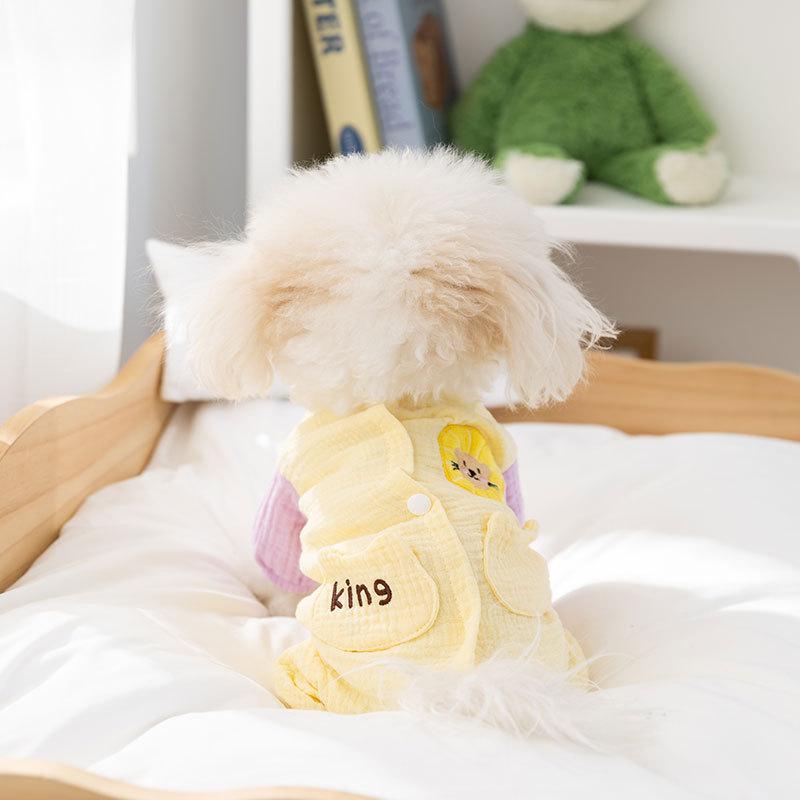 Spring and summer dog loungewear candy contrasting color breathable four-legged clothing teddy small and medium-sized dog anti-cold pet clothes