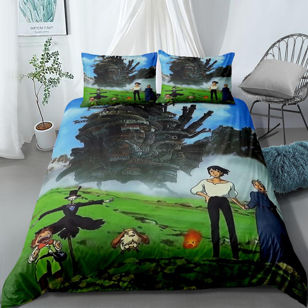 Howl's Castle Duvet Cover Set without sheet King Queen Double Full Twin Single Size Bed Linen Set