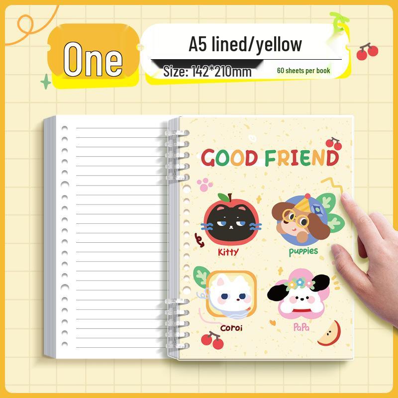 Value Splash-Ink Loose-Leaf Journal: Thick, Detachable, Cartoon Style for Students