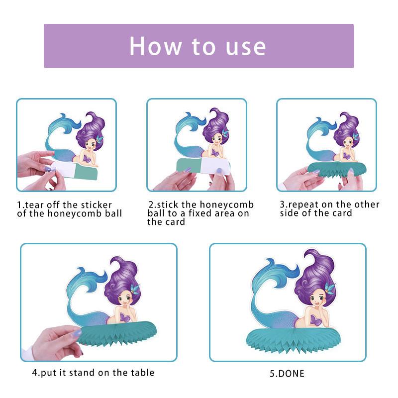 Marine Mermaid Theme Paper Fan Honeycomb Ball For Event Decor Celebrations And