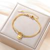 Teamer Love Heart Charm Bracelet Gold Color Stainless Steel Soft Knot Snake Chain Fashion Couple Anniversary Jewelry Gift New