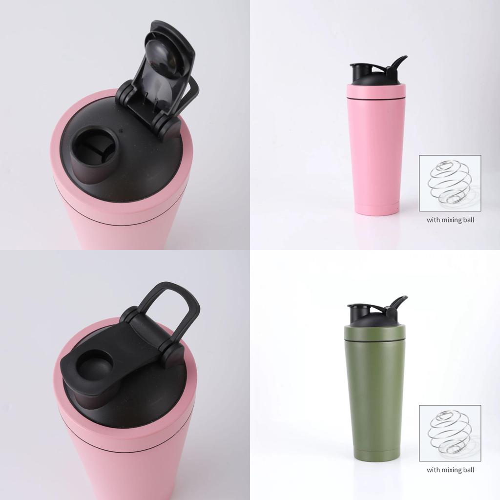 Double Layer Stainless Steel Shaker Bottle With Mixer Ball For Fitness Enthusiasts