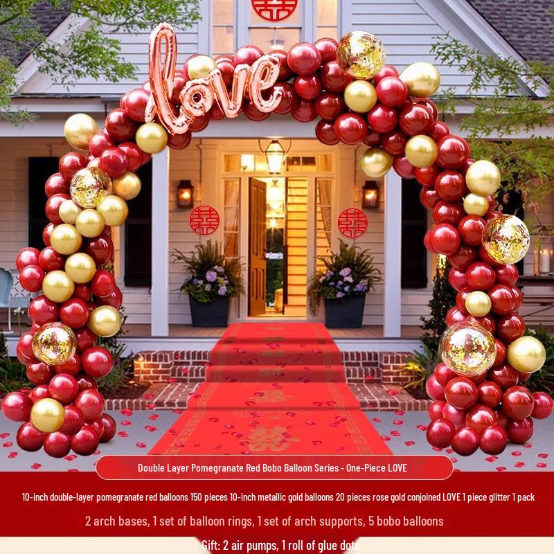 Wedding Balloon Arch Decoration: Outdoor Aisle Runner & Rustic Doorway Display