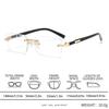 Luxury Rimless Business Rectangle Gradient Lens Unisex Fashion safety goggles  Women Men  Colored lenses Metal Frame Glasses