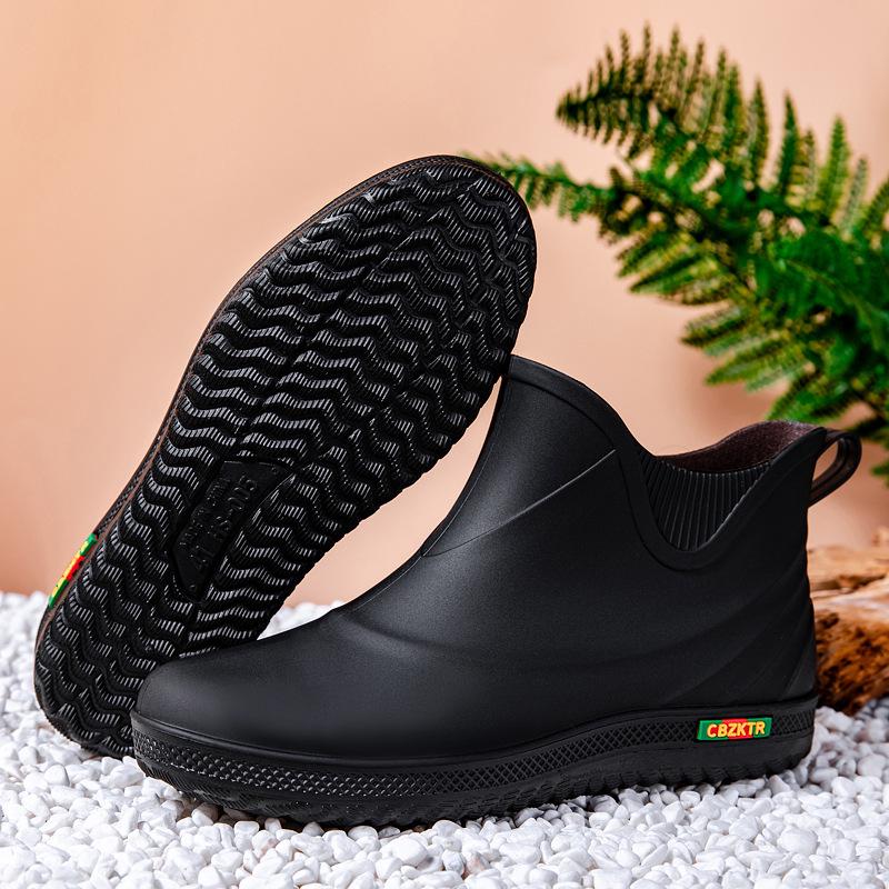 Men's Fashion Short Rain Boots - Waterproof, Non-slip, and Versatile for Outdoor, Kitchen, or Car Wash Use.