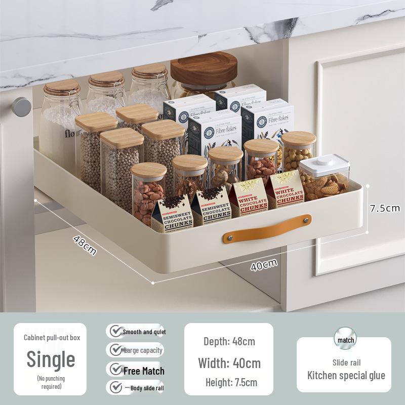 Multi-Functional Kitchen Pull-Out Basket with Shelves and Cutlery Storage