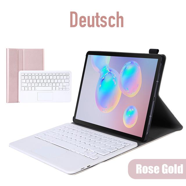 Wireless Bluetooth Touchpad Keyboard Case for Samsung Galaxy Tab A7 S6 Lite Leather Cover English Russian Spanish German French