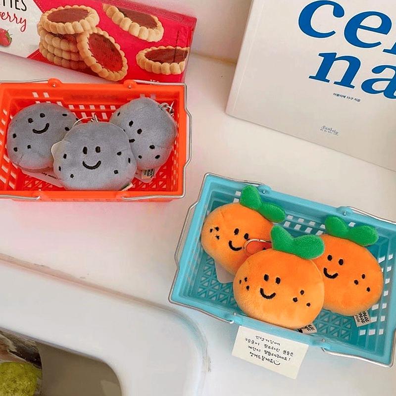Peas Eye Orange Plush Keychain Cartoon Fruit Stuffed Doll Pendant Car Key Ring Backpack Bag Decor Kid Gift