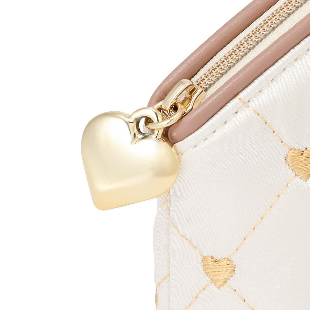 Franc Franc Japan Herzstich Satinbeutel L Elfenbein