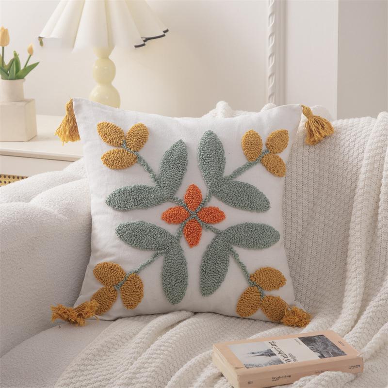 Moroccan Sofa Throw Embroidered Throw Pillowcase Cojines Boho Cotton Linen Decor Cushion Cover Headboard Pillowcases 45x45cm