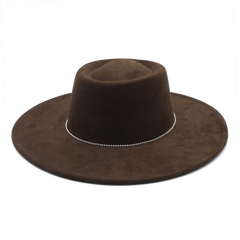 British Style Wool Felt Hat With Large Brim And Vintage Design For Women