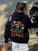 Women's Casual Mushroom & Letter Print Hoodie with Kangaroo Pocket - Long Sleeve, Drawstring Pullover for Fall/Winter