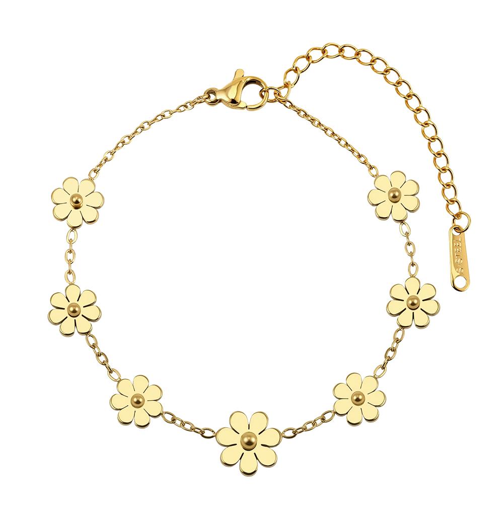EFFIE QUEEN Stainless Steel Flower Pendant Necklaces Vintage 18K Gold Plated Daily Flower Charm Choker Jewelry Decoration STKN25