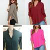 Stylish Women's Casual Long Sleeve V-neck T-shirt Pullover Tunic Blouse Options