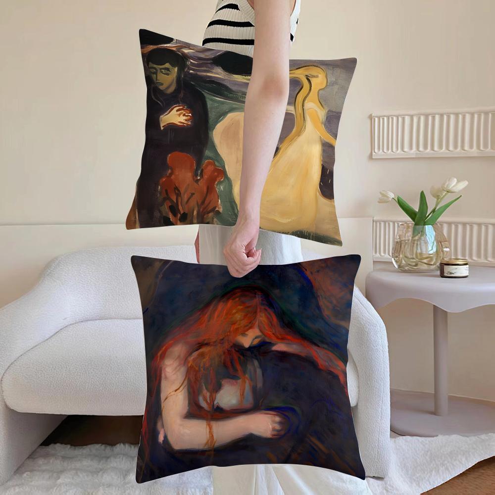 Kunst E‑Edvard Munch Angst Kunst Kissenbezug Atmungsaktiv Leinen Kissenbezug Sommer Geruchlos Umweltfreundlich Verdeckter Reißverschluss Waschbar