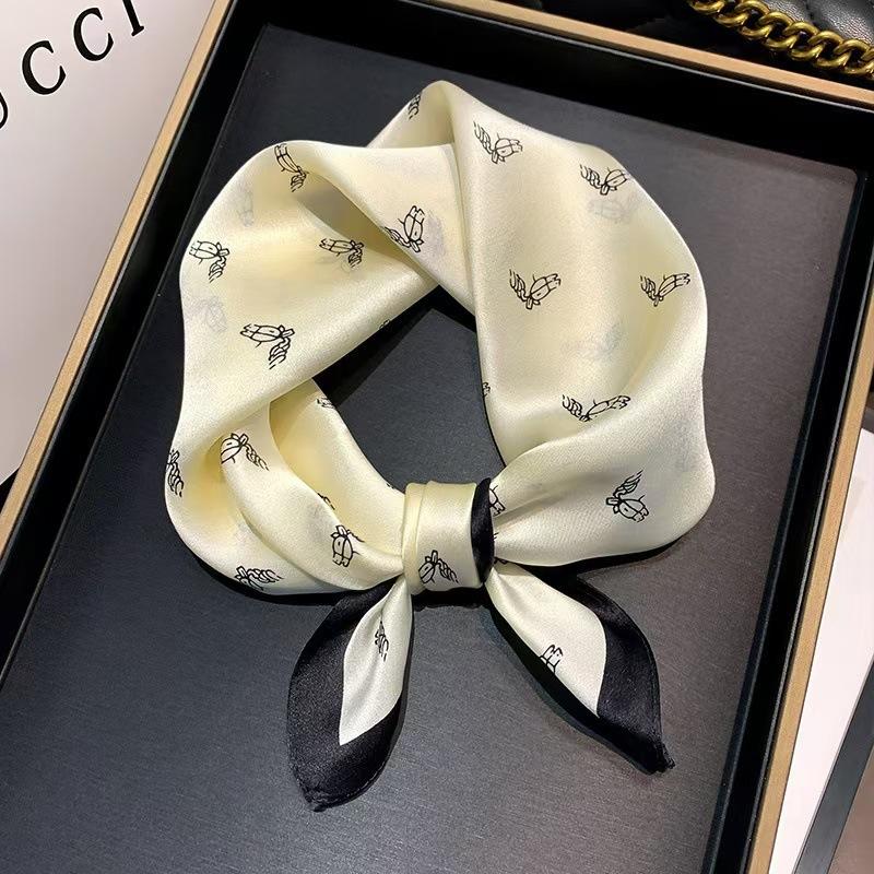Fashion Luxury Brand 70cm Silk Square Scarf Women Satin Neck Tie Female Hair Bandana Headkerchief Shawl Wrap Hijab Echarpe