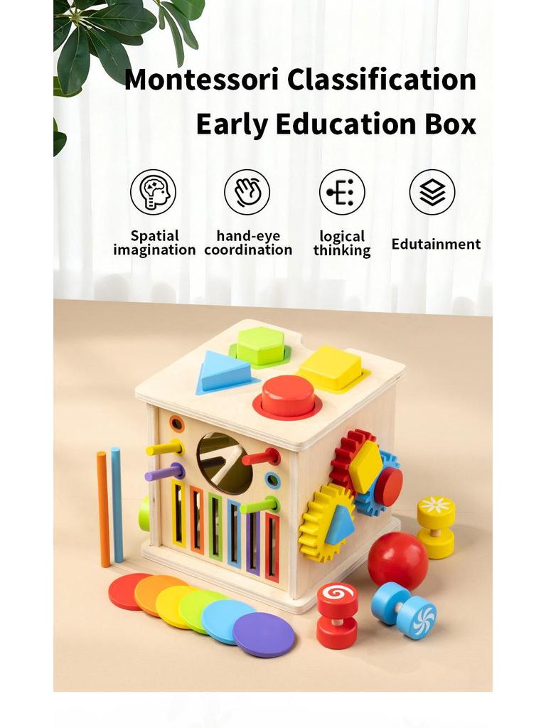 8-in-1 Montessori Early Education Toy: Shape & Color Matching, Ball & Coin Toss, Fine Motor Skills