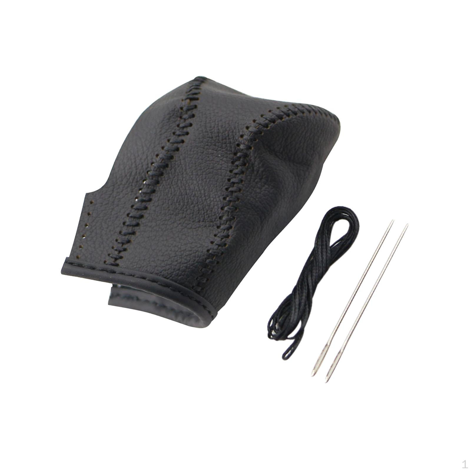 Auto Gear Shift Knob Cover Dustproof PU Leather Protective Handbrake Grip Protector for Black