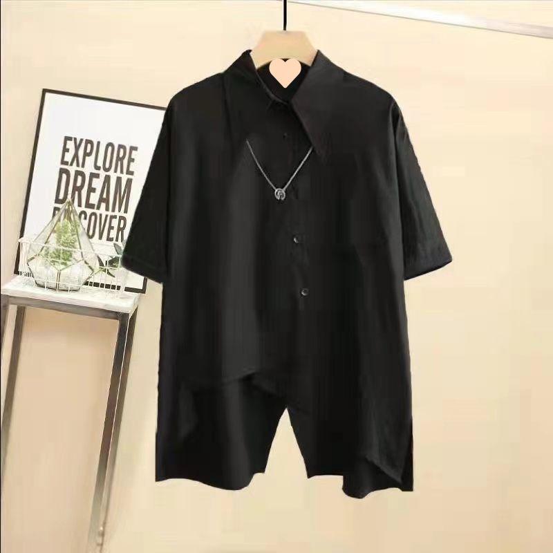 Women's Men's Summer Korean Version of The Loose Design Casual Suit Short-sleeved Shirt Handsome Overalls Two-piece Suit