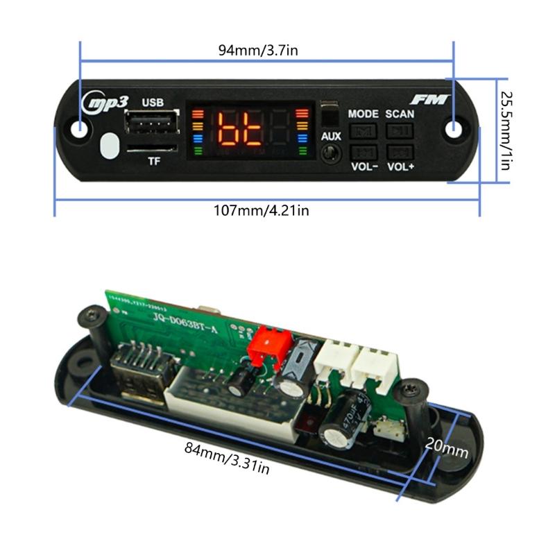 Decoding Module with Remote Control Bluetooth-compatible 5.0 Car MP3 Player USB Decoding Module 2x40W Amplifier