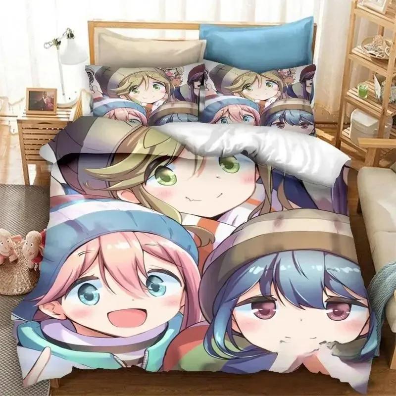 New 3D Print Anime Yuru Camp Bedding Set Duvet Covers Pillowcases Comforter Bedding Sets Bedclothes Bed Home Textiles
