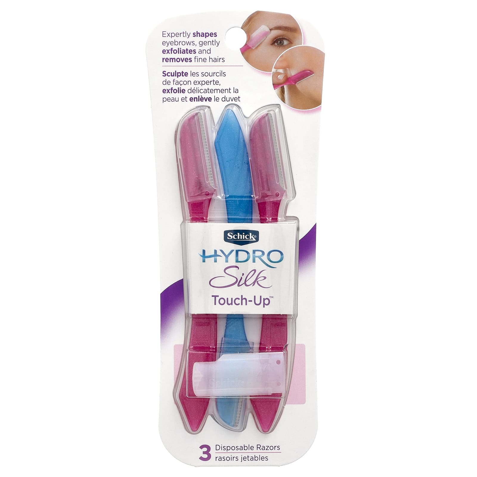 Schick, Hydro Silk Touch Up, несколько цветов, 3 одноразовые бритвы