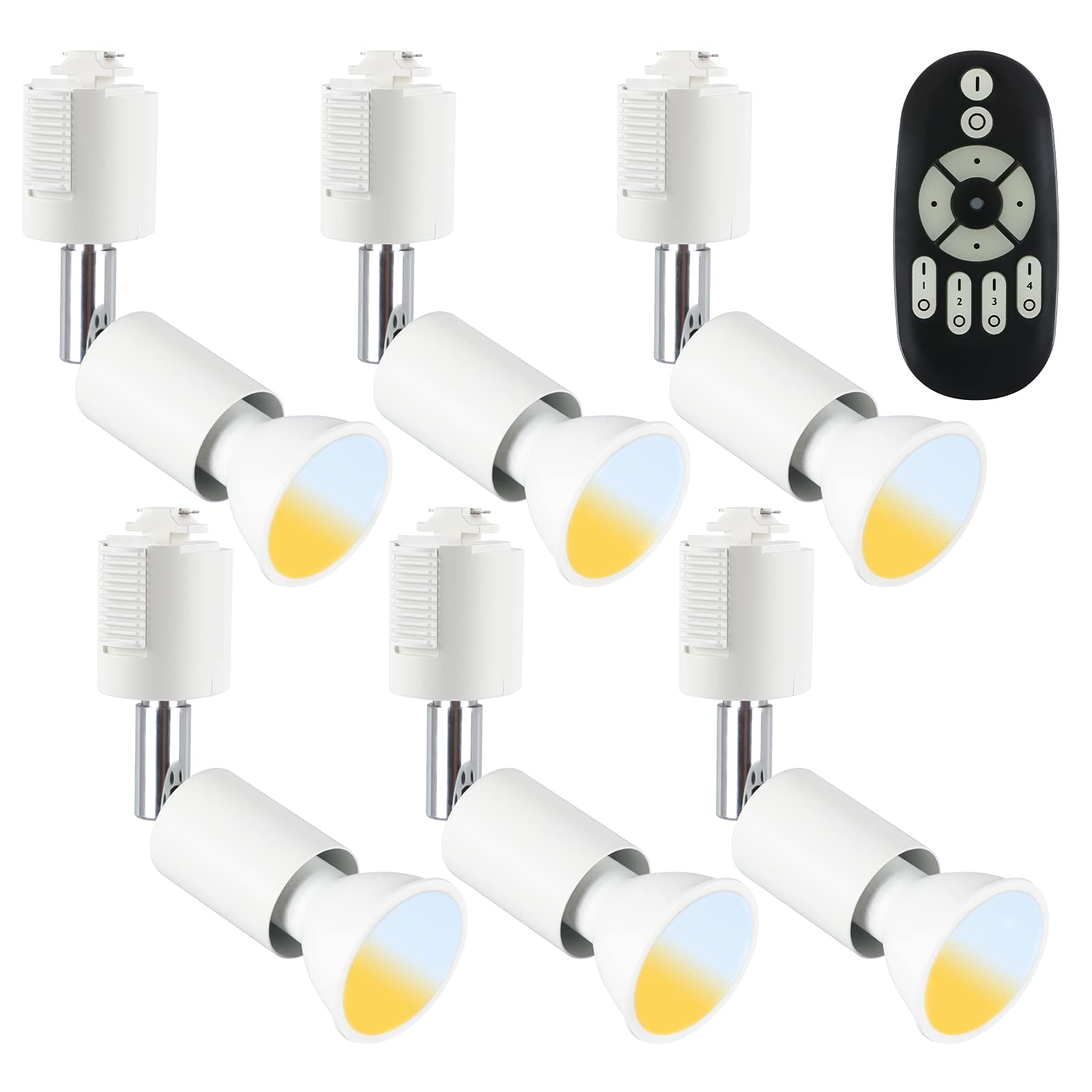 

Kyodo Lighting Duct Rail Spotlight, E11, Dimmable and Color-Adjustable, Includes LED Bulb (50W Equivalent), Remote Control, SETGDW-6WE11CT-6B-Y,