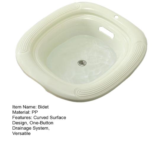 Bidet Ergonomic Curved Surface Design Comfortable Bath One-Button Drainage Non-Slip Basin Rim Physical Therapy Bidet